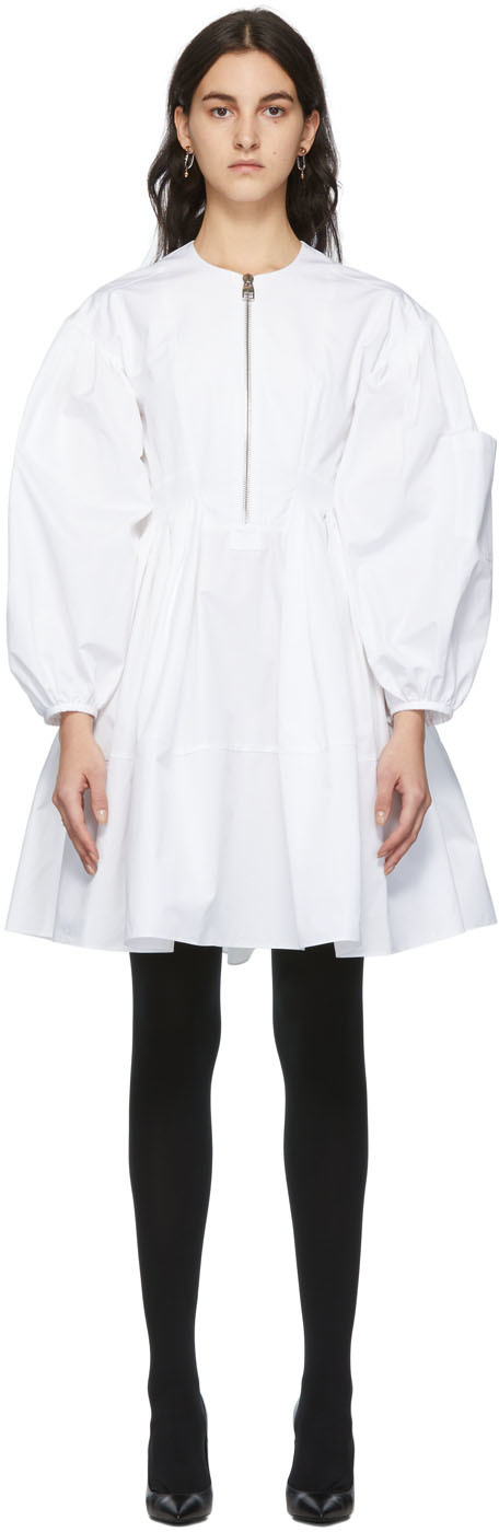 Alexander Mcqueen Cotton Shirt Dress With Balloon Sleeves - Atterley In White