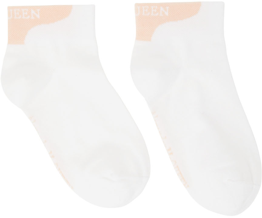 Pink & White Mini Branded Socks