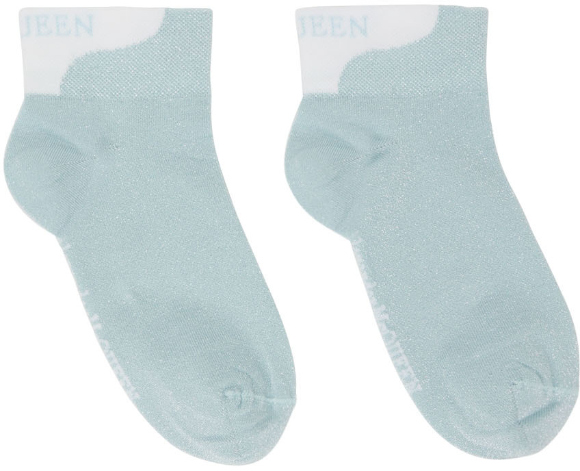 Alexander McQueen Blue Lurex Mini Branded Socks