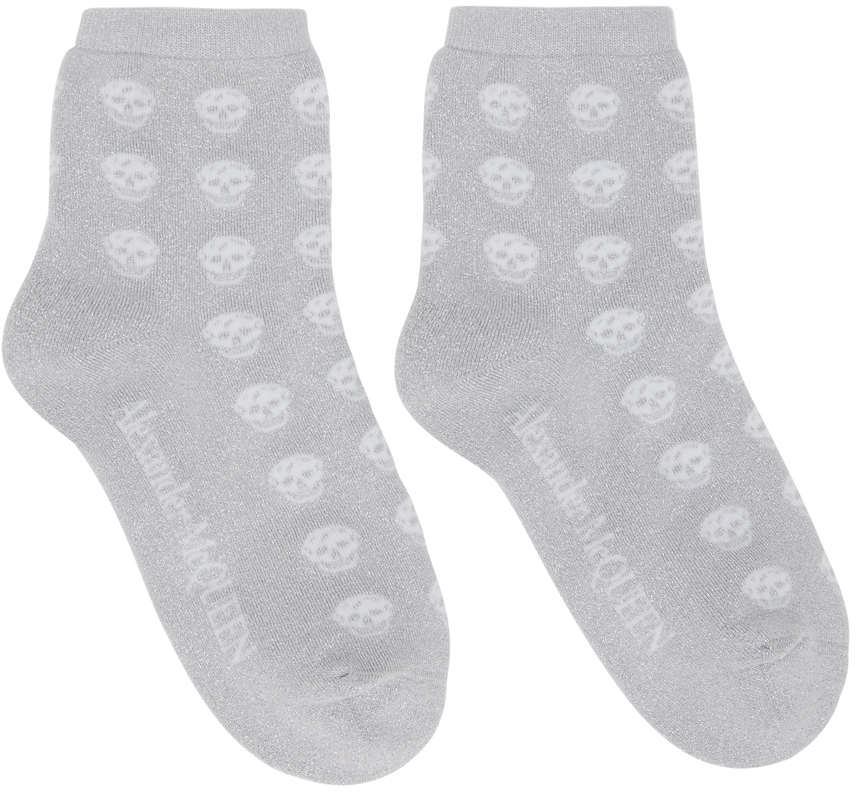 Silver & White Skull Socks
