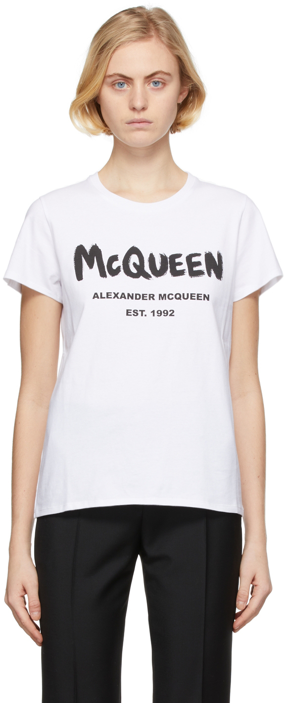 Alexander McQueenのホワイト Graffiti T シャツがセール中