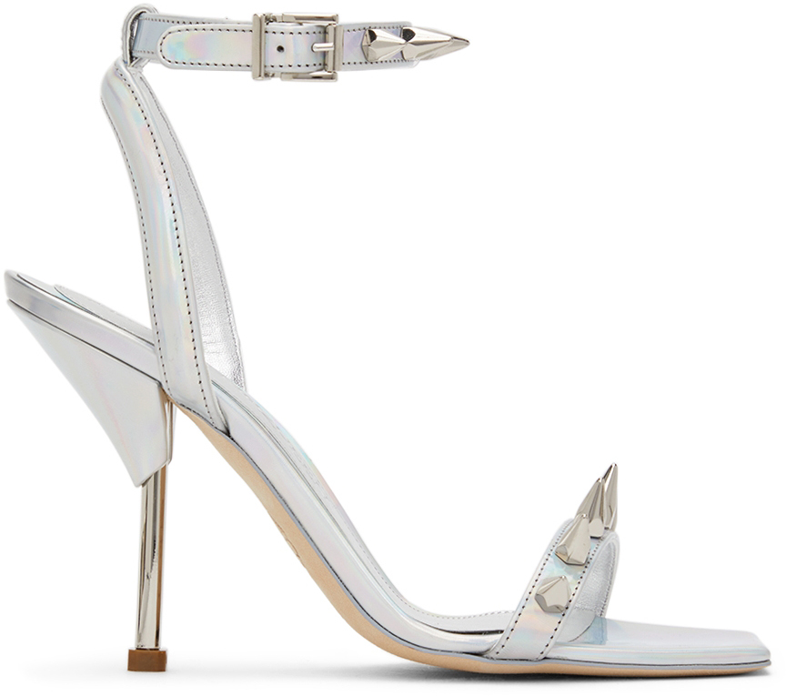 Alexander McQueen Silver Studded Heeled Sandals