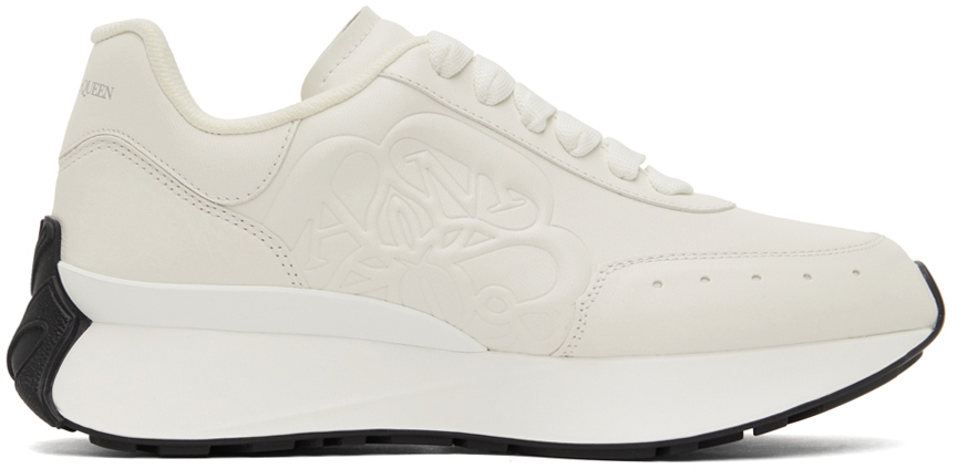 Alexander McQueen oversized leather platform sneakers white | MODES