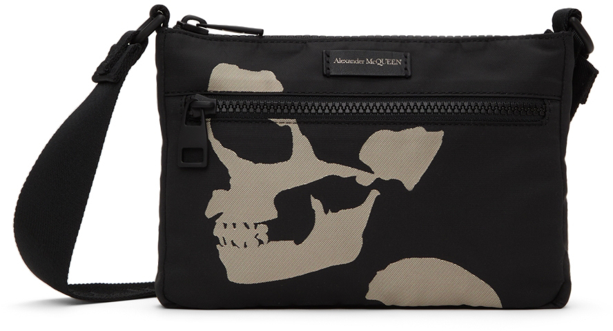 Alexander McQueen Black & Off-White Camo Skull Phone Bag