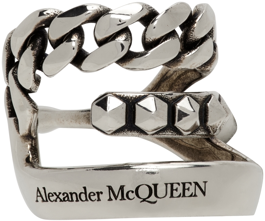 Alexander McQueen Silver Punk Stud Ear Cuff