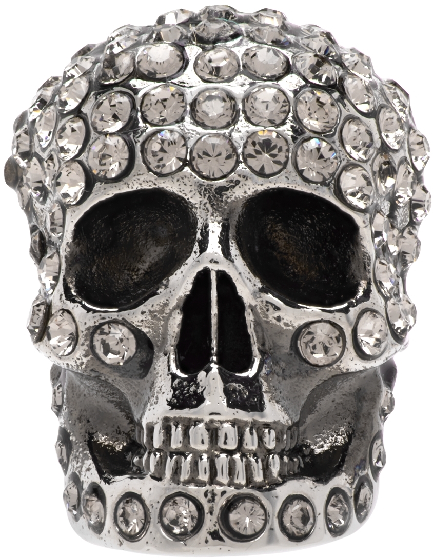 Alexander McQueen Silver Pavé Skull Single Earring