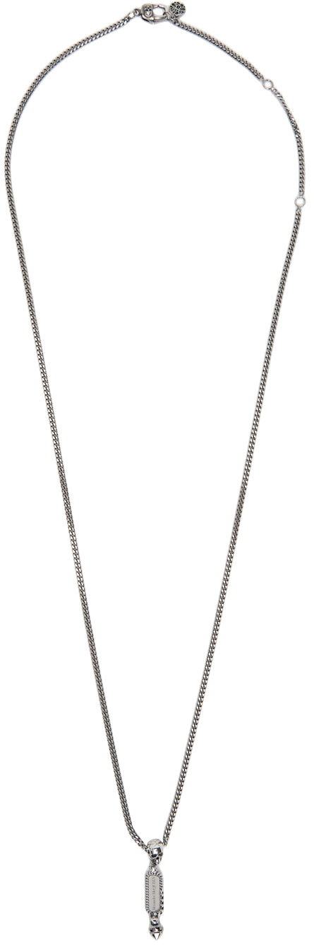 Alexander McQueen: Silver Long Punk Chain Necklace | SSENSE Canada