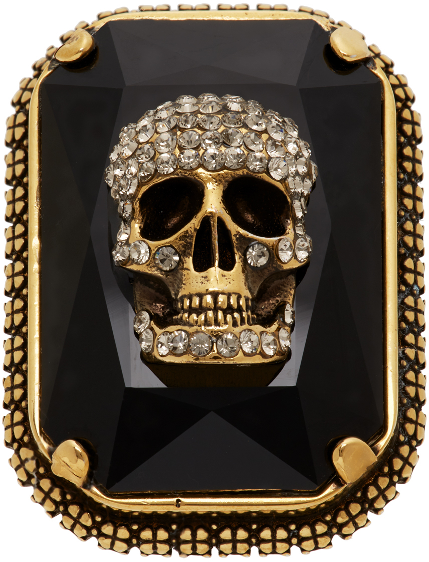 Gold Jewelled Skull Ring