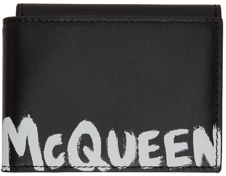 Alexander McQueen Black Graffiti Trifold Card Holder