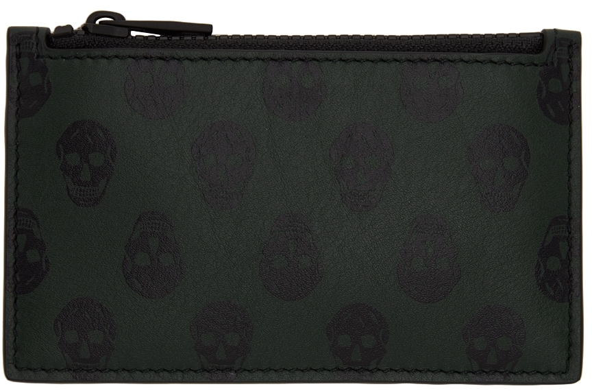 Green Biker Skull Card Holder By Alexander McQueen On Sale