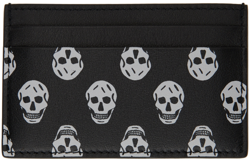 Alexander McQueen Black Calfskin Biker Skull Card Holder SSENSE