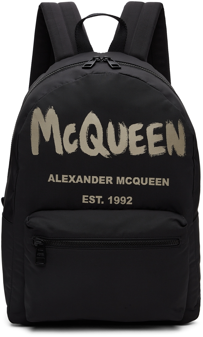 Alexander McQueen Sac à dos noir à logo