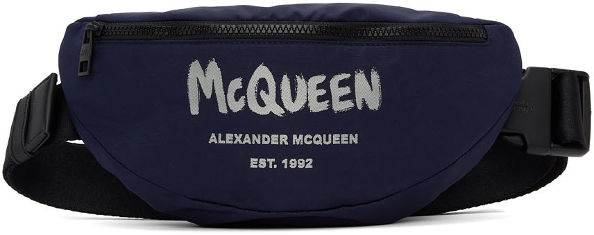 Alexander McQueen Navy Graffiti Belt Bag