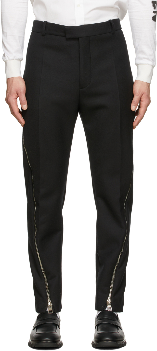 Black Double-Faced Zip Detail Trousers