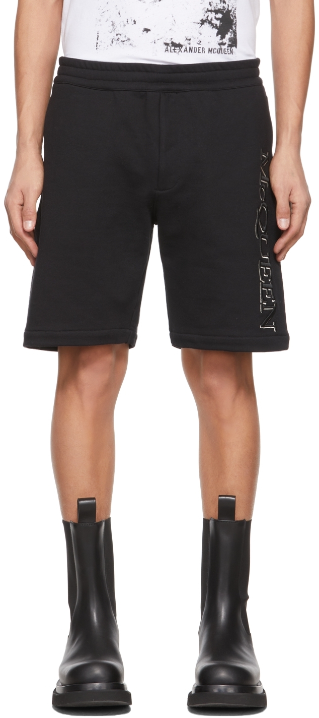 Black Embroidered Logo Shorts