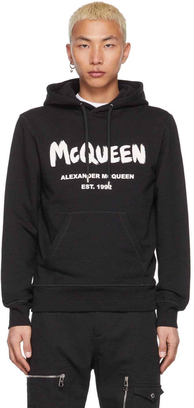 Alexander McQueen Black Graffiti Logo Hoodie