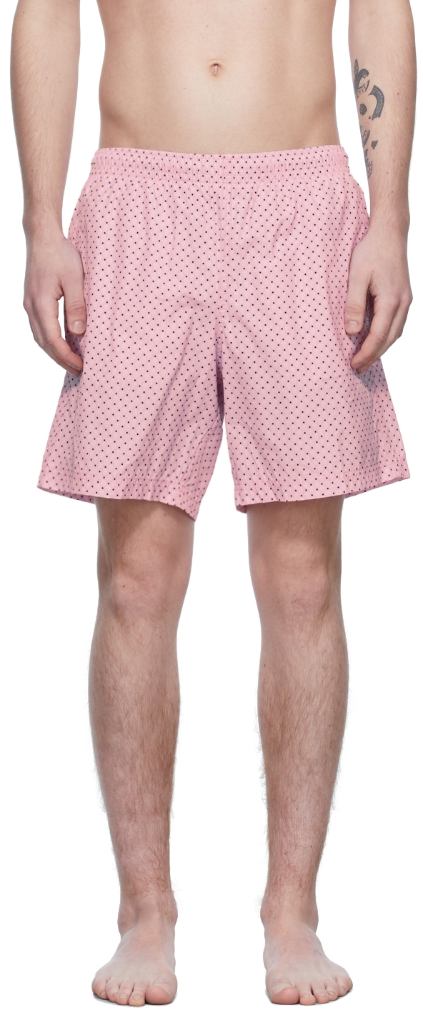 Alexander Mcqueen Pink Skull Dots Swimsuit In 5963 Pink/light Grey