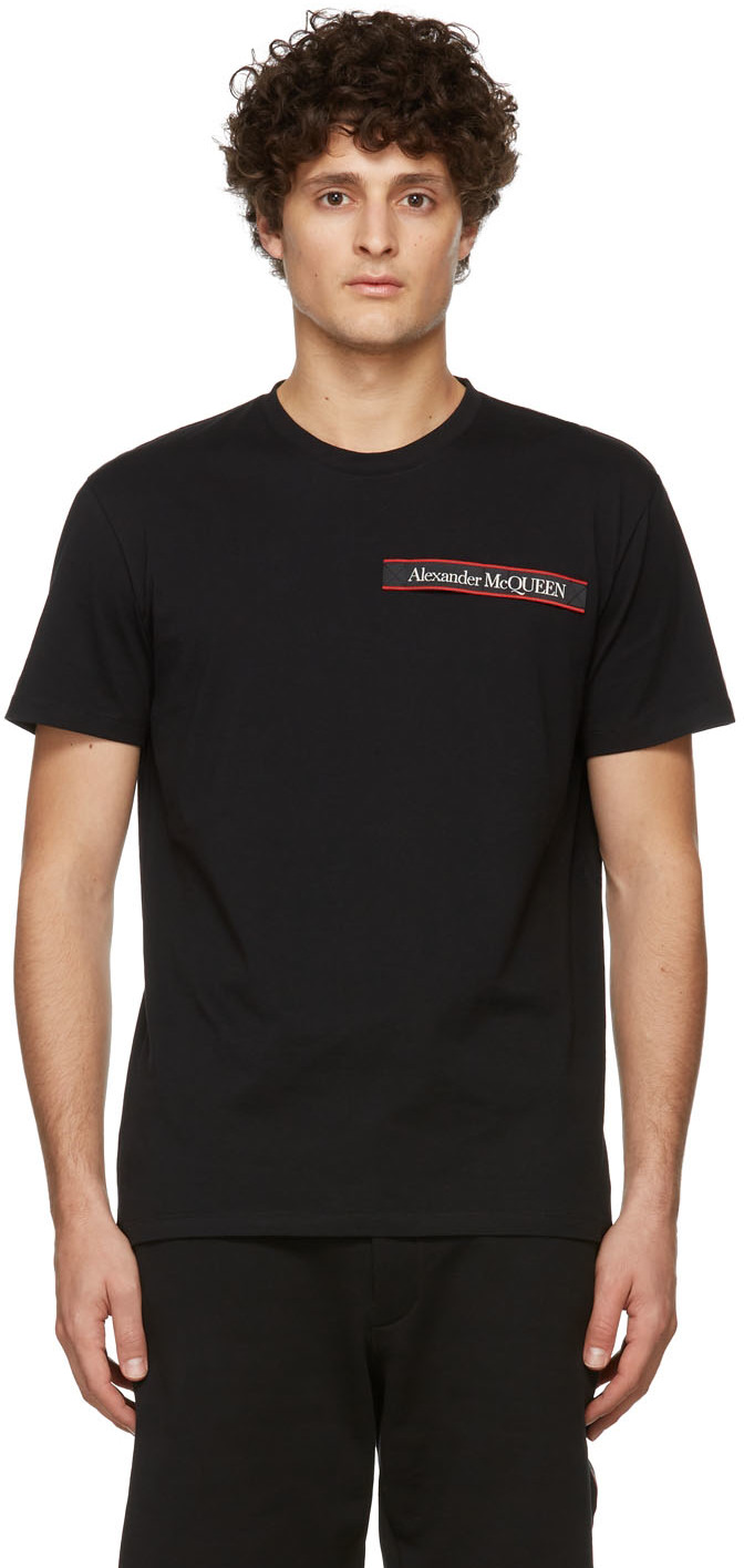 Alexander McQueen Black Selvedge Logo Tape T-Shirt