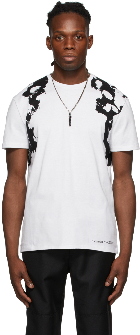 Alexander McQueen White & Black Graphic T-Shirt
