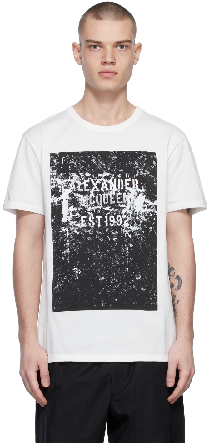 Alexander McQueen: White Wallpaint T-Shirt | SSENSE