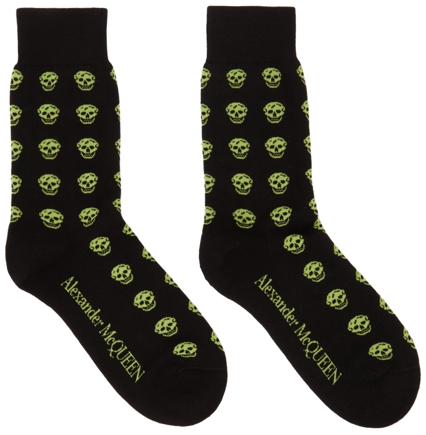 Alexander McQueen Black & Green Skull Socks