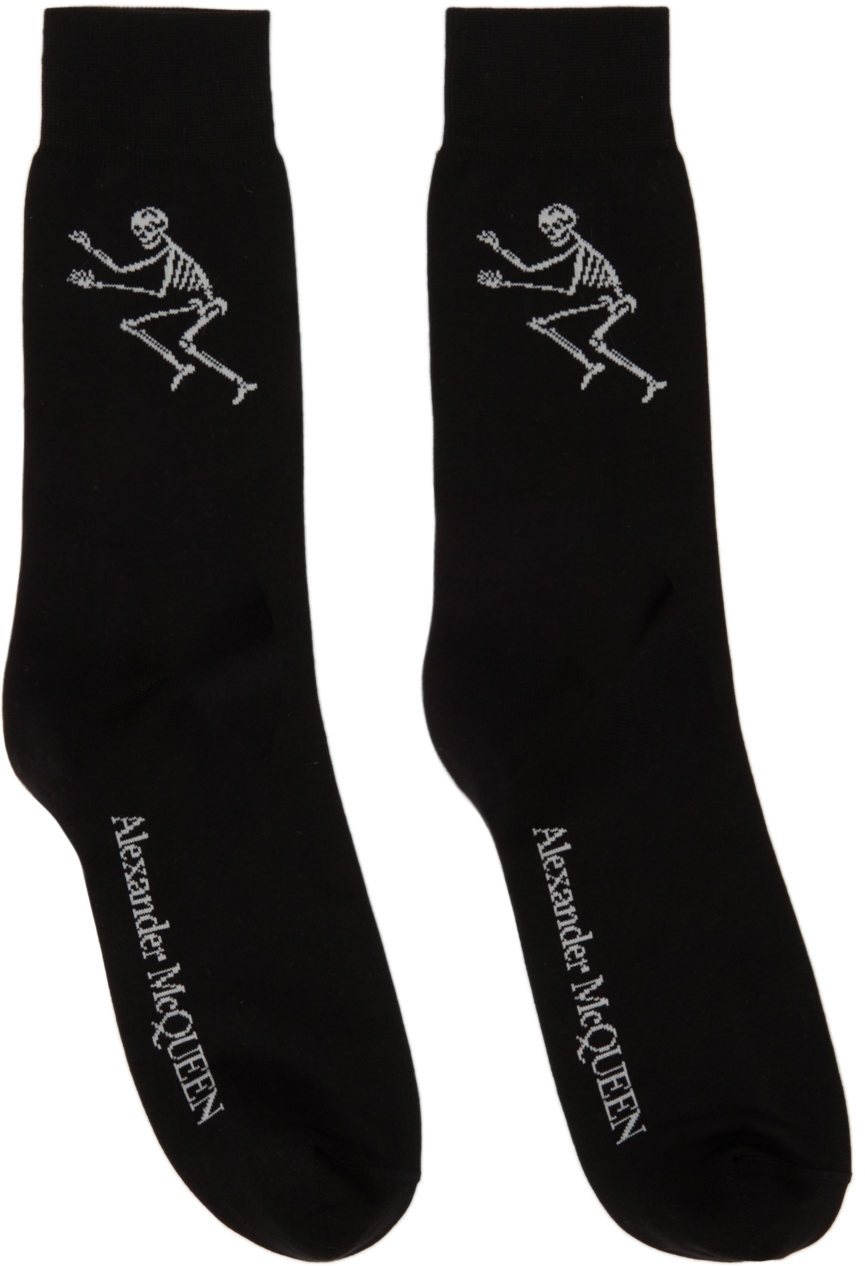 アレキサンダー マックイーン (Alexander McQueen) メンズ ソックス インナー・下着 [Black  White Skull  Sport Short Socks] Black/Ivory - ankitbadigar.com