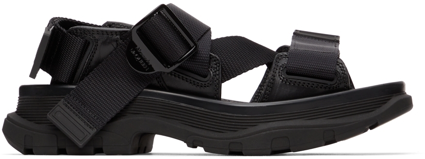 Alexander McQueen Black Tread Sandals