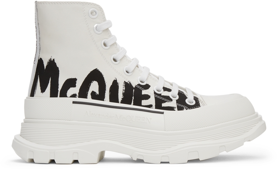 Alexander Mcqueen Tread Slick Graffiti Logo High Top Sneaker In White ...