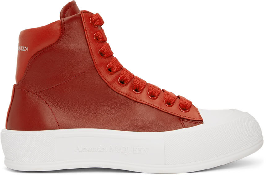 Alexander McQueen Red Deck Plimsoll High Sneakers