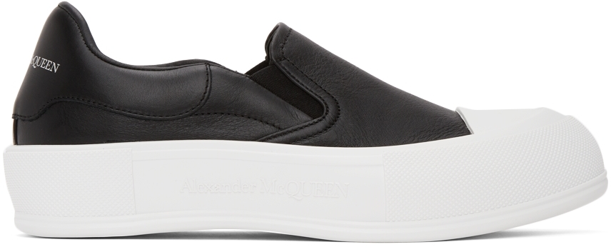 Alexander McQueen Black & White Deck Skate Plimsoll Sneakers