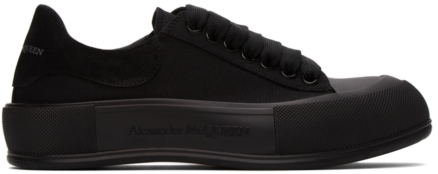 Alexander McQueen Black Deck Lace-Up Plimsoll Sneakers