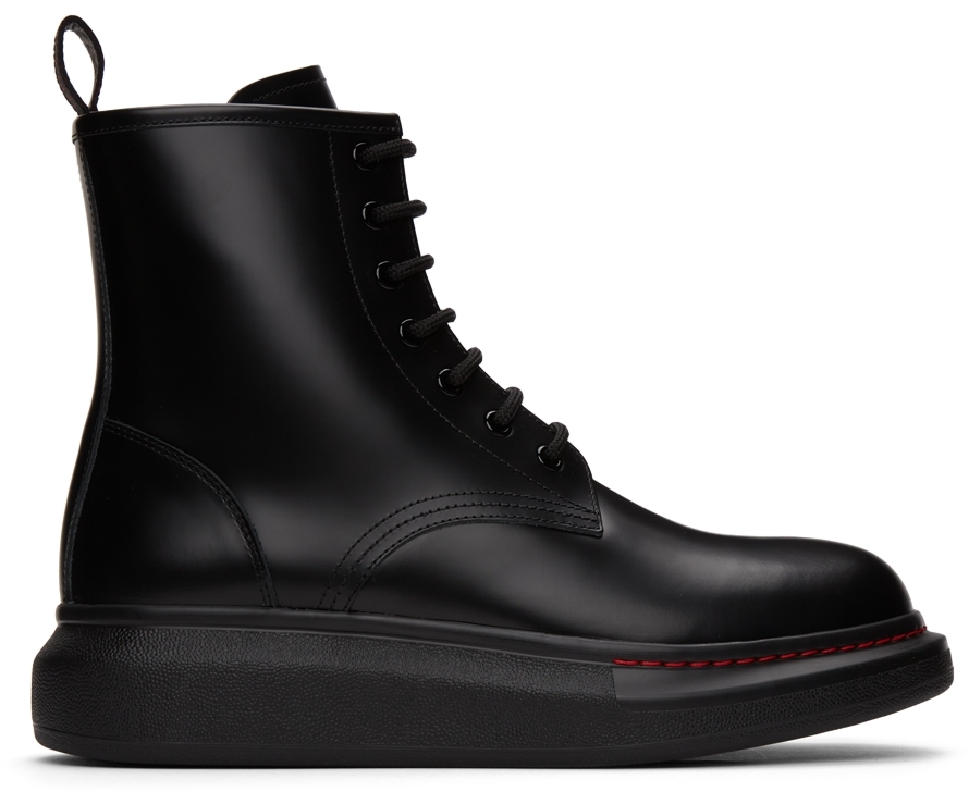 Alexander McQueen Black Hybrid Lace-Up Boots