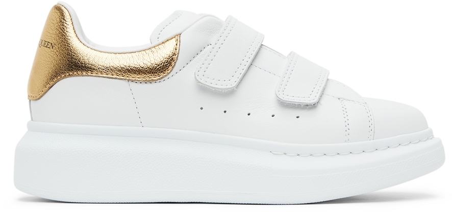 Alexander McQueen Kids White & Gold Oversized Velcro Sneakers