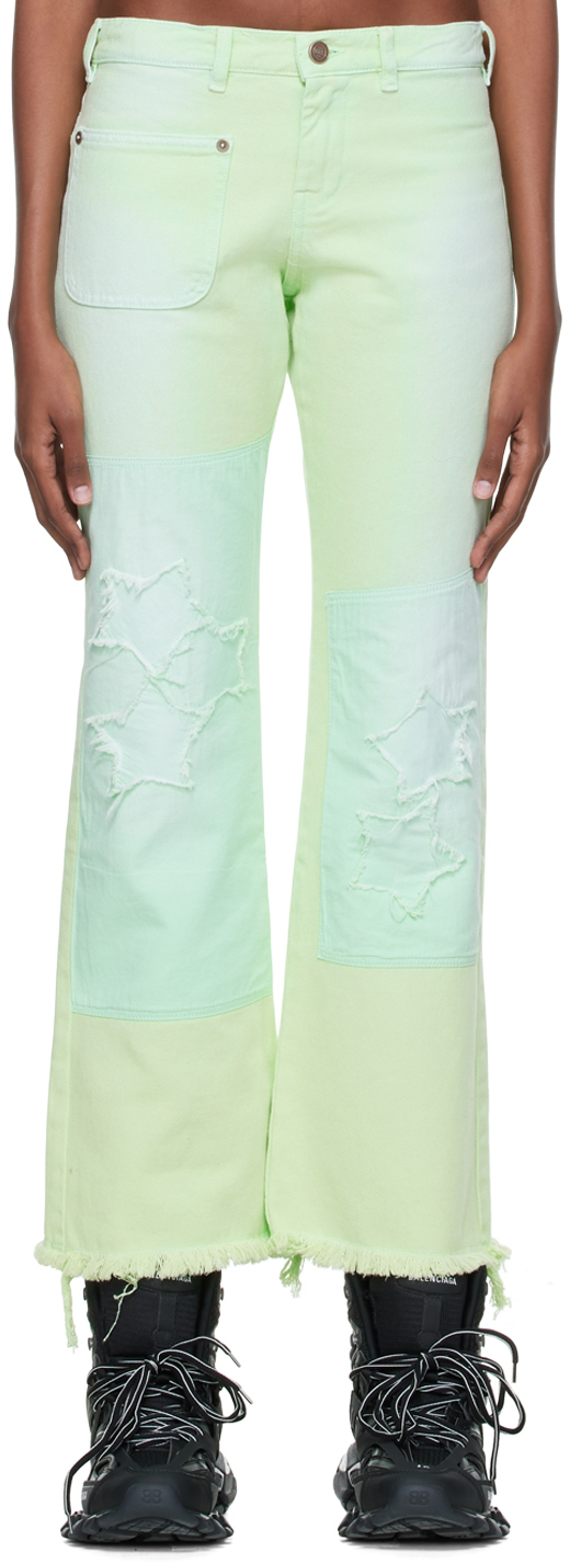 Green Patch Jeans by ERL on Sale