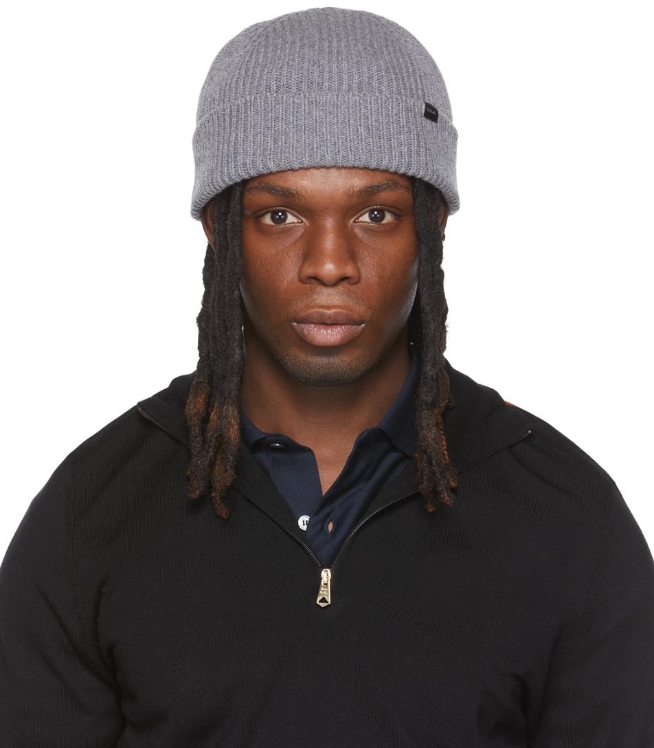 Grey Cashmere Beanie by Paul Smith on Sale