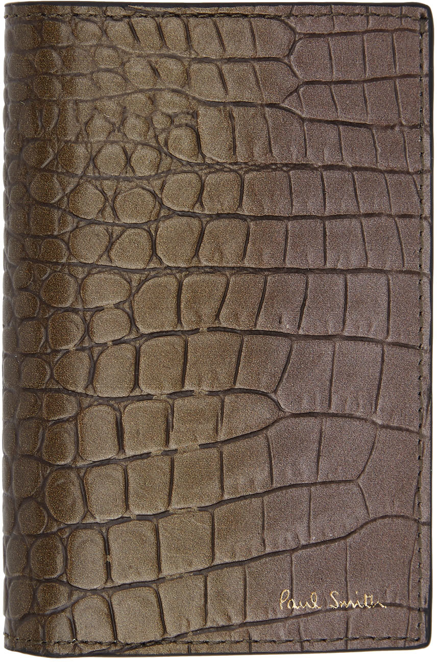 Khaki Mock-Croc Gradient Card Holder by 