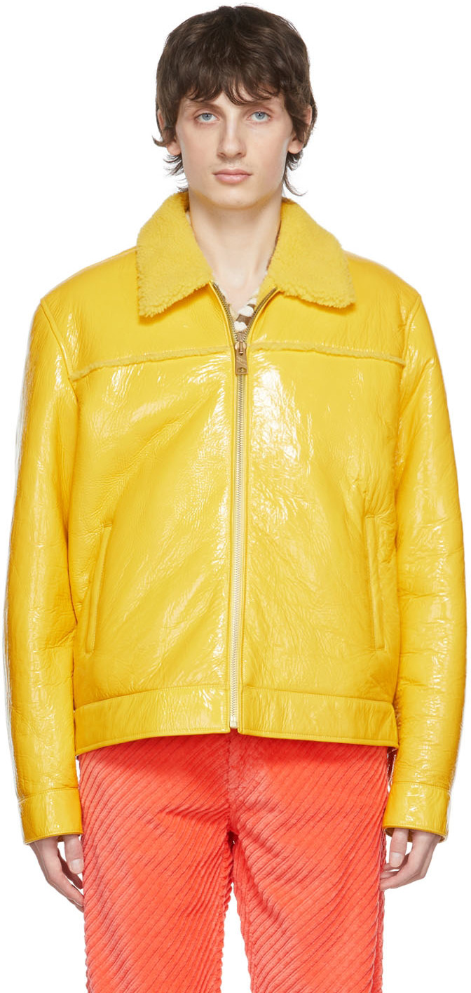 ERL: Yellow Leather Jacket | SSENSE UK