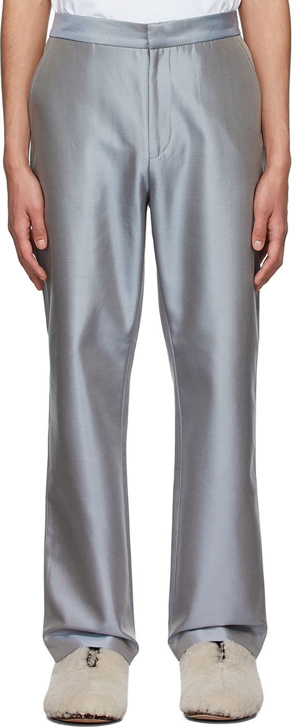 Buy AKHL Grey Silk Organza Gathered Fringed Trousers Online  Aza Fashions