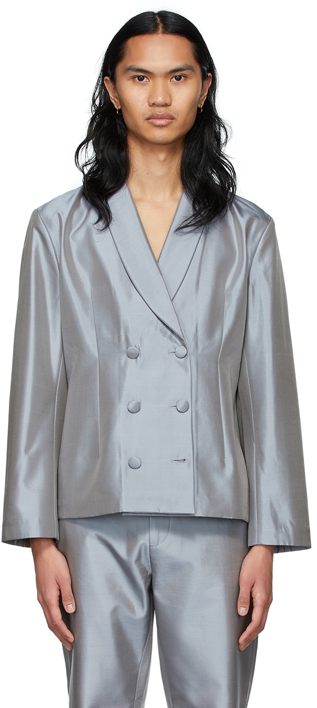 SSENSE Exclusive Grey Silk Blazer