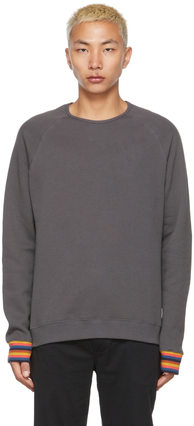 PAUL SMITH dark grey Cotton Jersey Lounge long sleeve waffle Tshirt top S M L XL