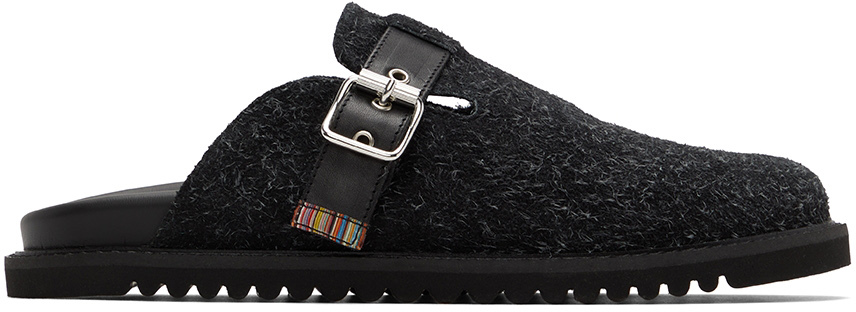 Paul Smith Mesa Textured-suede Backless Loafers In 79 Blacks