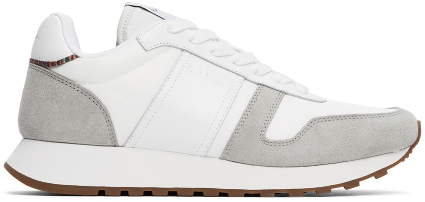 White & Grey Eighties Sneakers by Paul Smith on Sale