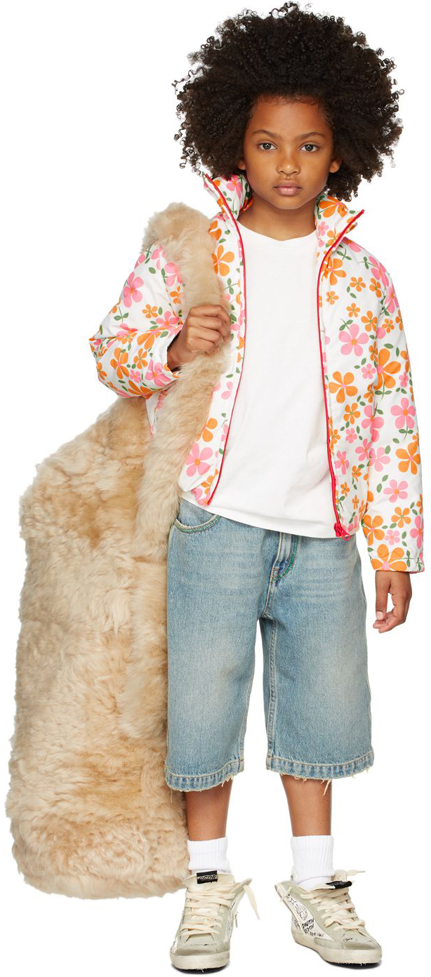 Erl Kids White Down Floral Jacket