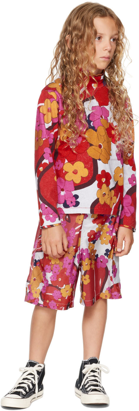 Erl Kids Multicolor Floral Turtleneck In Floral