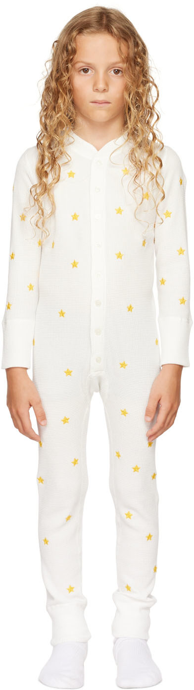 Erl Kids White Stars Jumpsuit In Ivory