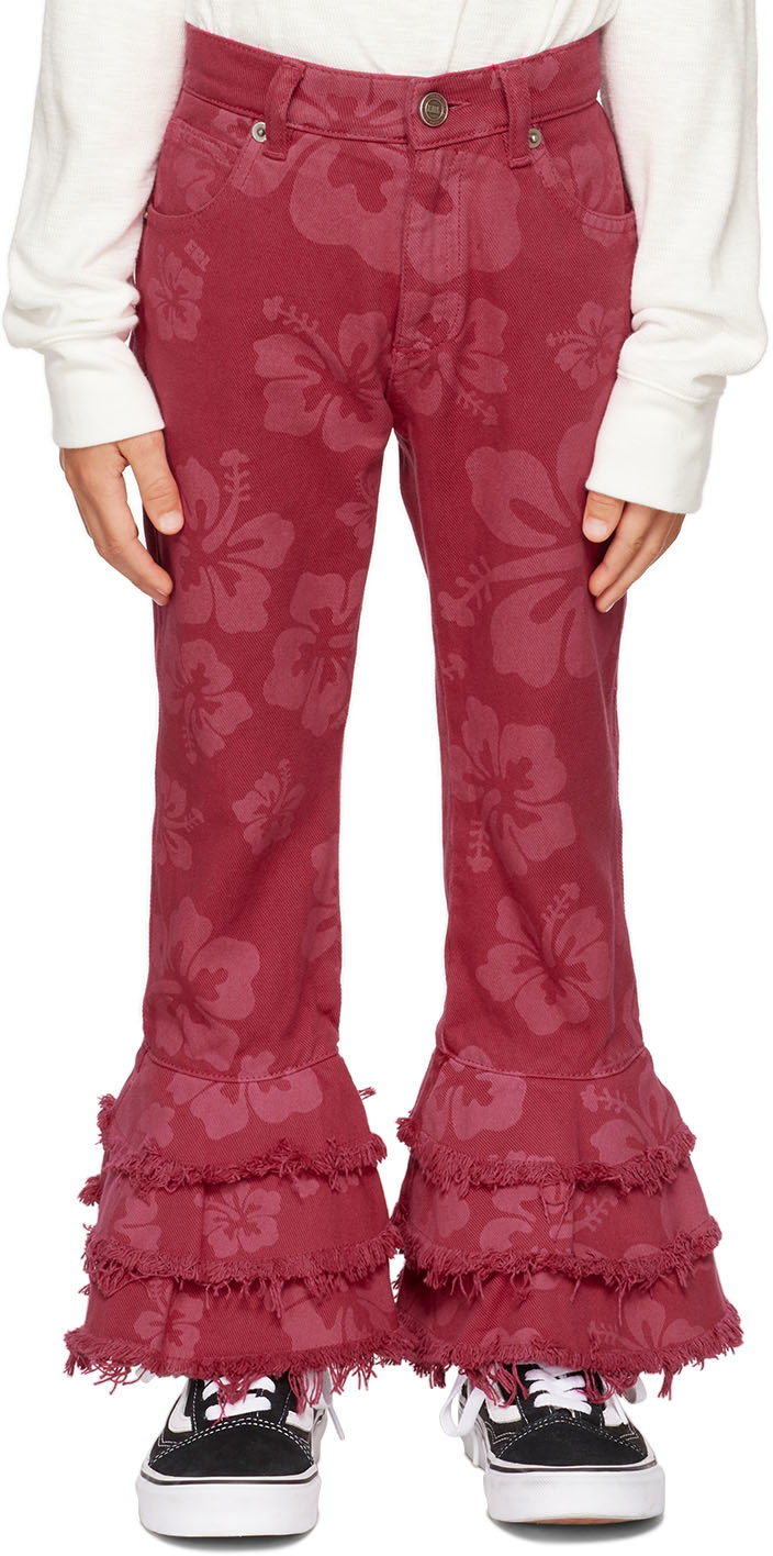 Erl Kids Pink Hibiscus Jeans