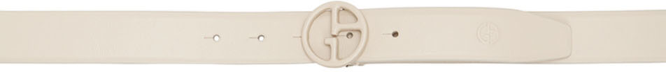 Giorgio Armani Beige Logo Belt In 80010 Beige