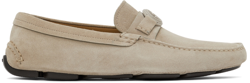 Giorgio Armani: Taupe Suede Loafers | SSENSE