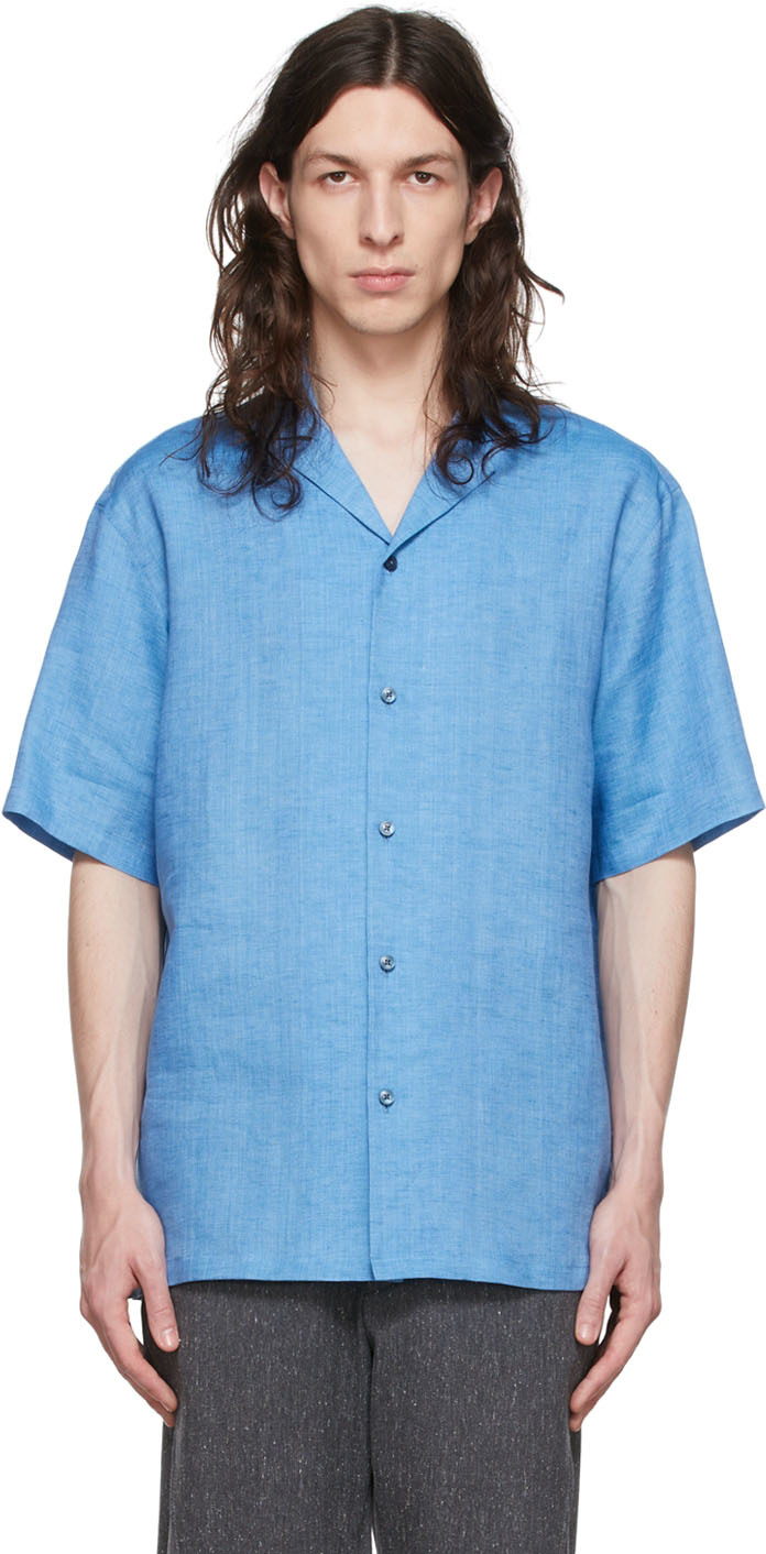 Z Zegna: Blue Linen Shirt | SSENSE