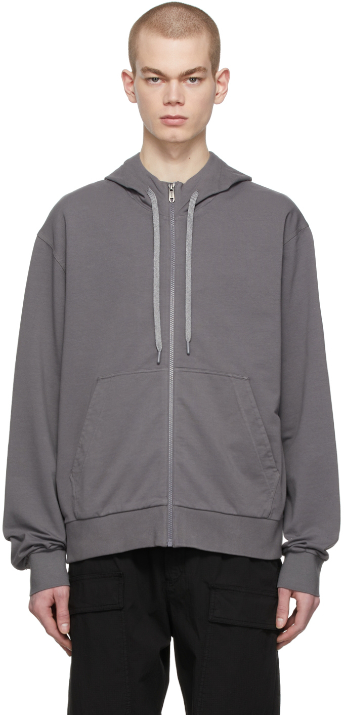Z Zegna Grey Solid French Terry Hoodie